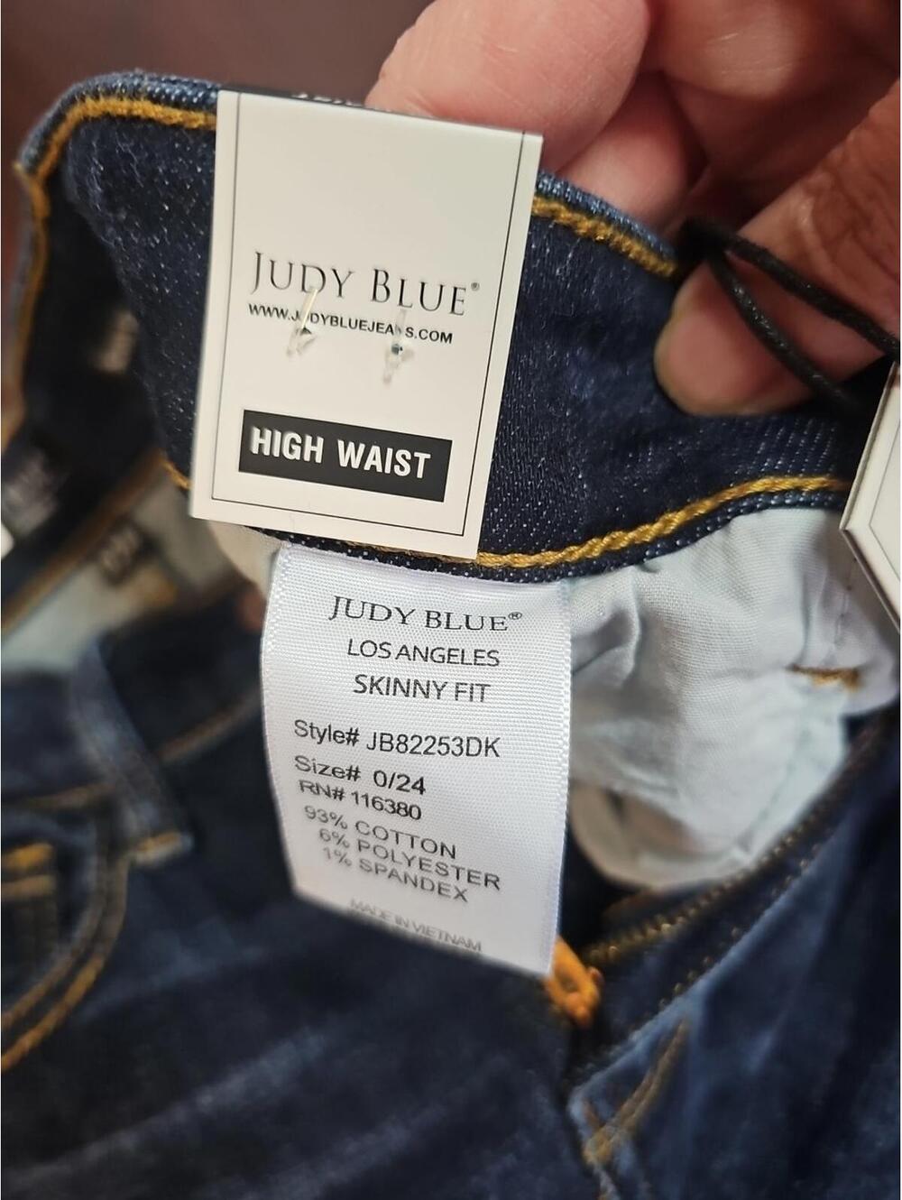 Judy Blue JB82253DK Dark Wash High Rise Skinny Jeans Sz 0/24 Non Distressed  NWT - Picture 7 of 9